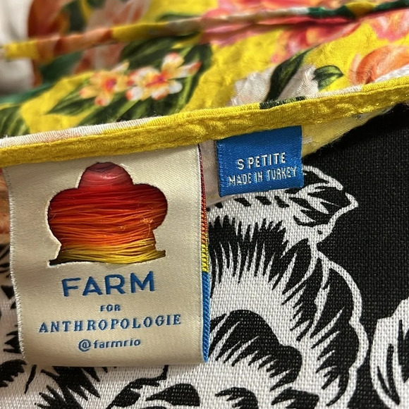 Farm Rio Anthropologie Floral Maxi Dress Yellow Boho Petite - Picture 6 of 8